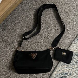 Valentino Black Designer Shoulder Bag with Pouch
